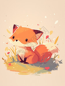 一只橙色可爱的卡通狐狸图片