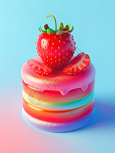 草莓小蛋糕3D背景图片