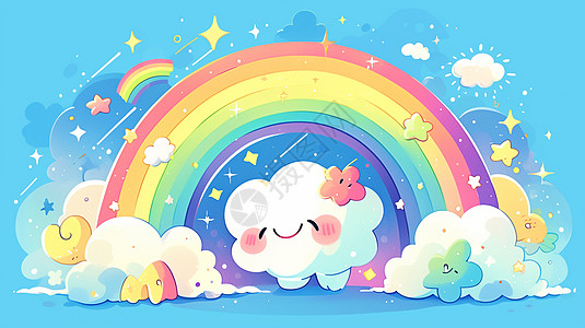 卡通云朵和彩虹图片