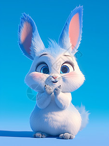 毛茸茸的长耳朵可爱卡通兔子图片