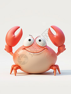 红色立体可爱的卡通螃蟹图片