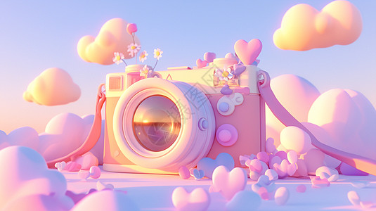 粉色调可爱的卡通照相机图片