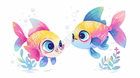 彩色大眼睛可爱的卡通鱼图片