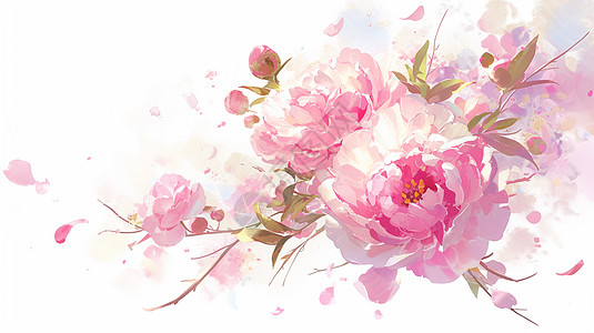 粉色华丽的卡通牡丹花图片