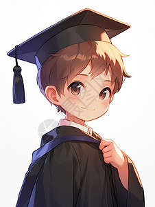 大眼睛卡通小男孩身穿毕业典礼服装图片