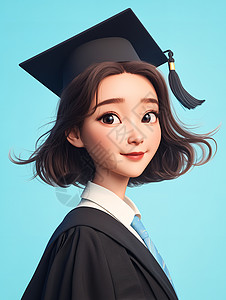 毕业服的女学生3D风图片