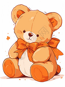 浅棕色可爱的卡通玩具熊插画图片