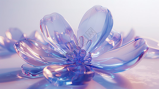 半透明3D水晶花图片