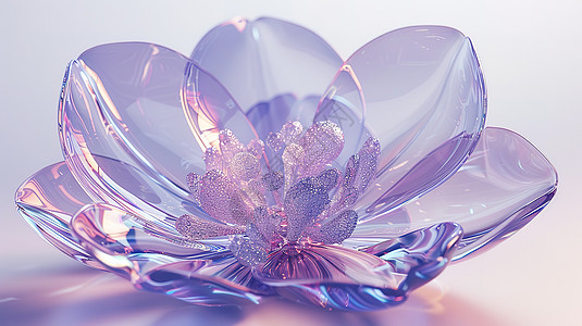 一朵半透明3D水晶花图片