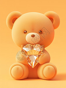 可爱小熊拿着钻石图片