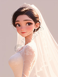 身穿白色婚纱漂亮美丽的卡通新娘图片