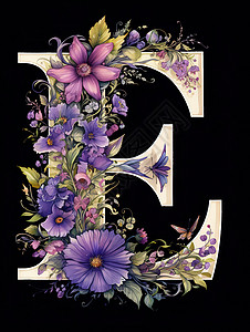 字母创意E花卉图片