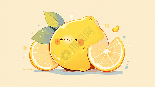 黄色美味的可爱卡通柠檬图片