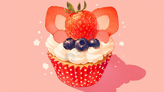 草莓口味的卡通草莓蛋糕图片