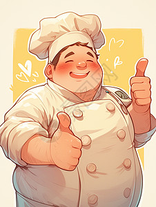 戴厨师帽子开心点赞的卡通厨师图片
