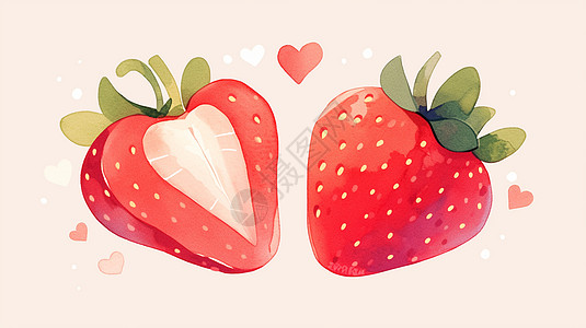 两个粉色可爱的卡通草莓图片