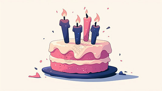 插着蜡烛的卡通生日蛋糕图片