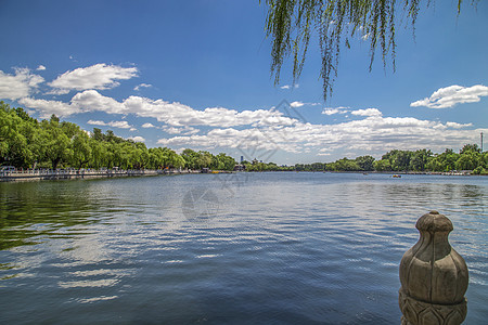 北京灵水村湖景什刹海背景