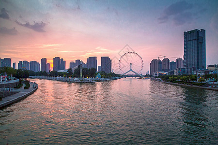 渤海明珠之天津天津之眼 摩天轮 夏之色彩背景