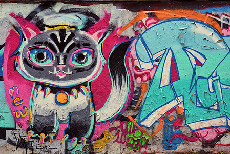 彩色的涂鸦墙图片