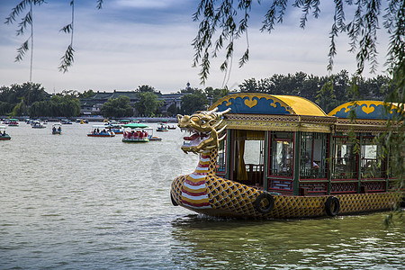 白色北京素材龙船背景