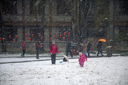 中国风圆形喜庆之雪背景