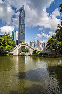 蓝天白云湖水深圳罗湖区背景