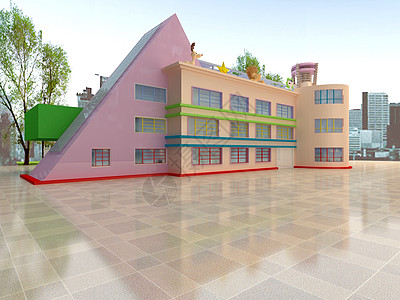 奇幻色彩的幼儿园外墙效果图片