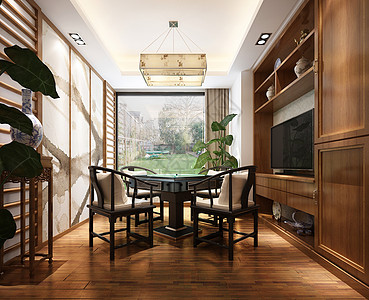 中式棋牌室效果图图片