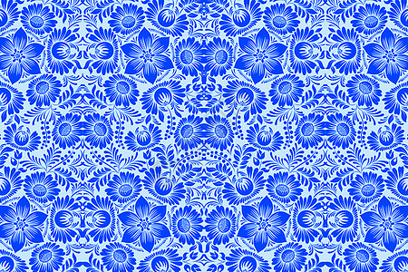 菊花图案蓝色花纹布料图案背景