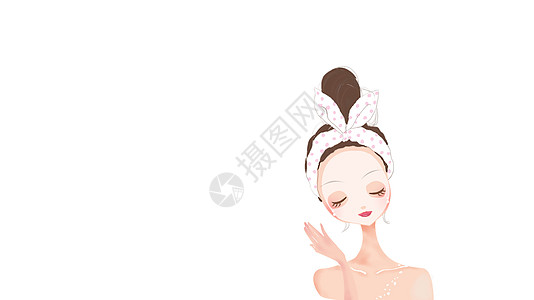 女人手美女敷面膜插画