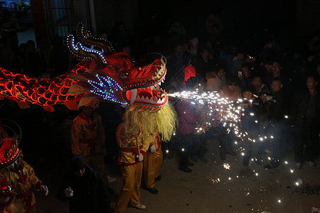 龙抬头开工春节舞龙灯表演背景