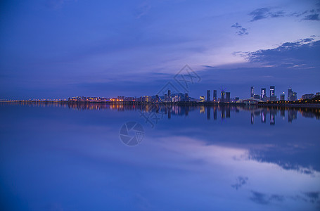 迷人夜色镜像·晚霞背景