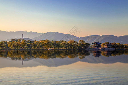 北京颐和园风光秋景·颐和园昆明湖背景