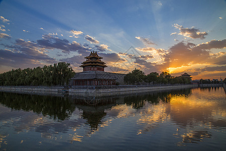 古建筑剪影火烧云·紫禁城背景