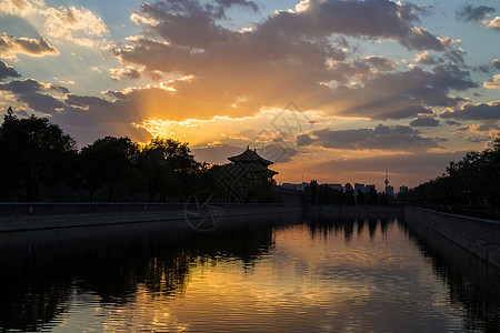 古建筑剪影火烧云·故宫背景