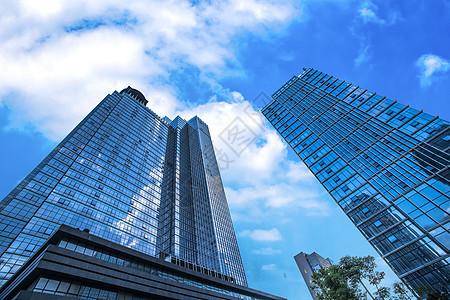 西安高新区高楼蓝天背景