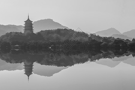 风景模糊水墨山色背景