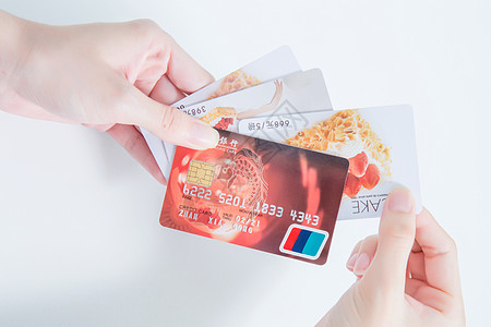 外卖卡手持银行卡信用卡背景