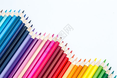 绘制彩虹教育设计铅笔渐变色平铺创意拍摄背景