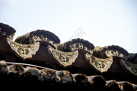 上海建筑黑白旅游朱家角古镇建筑屋檐背景