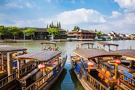 朱家角放生桥旅游度假朱家角古镇建筑背景