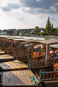 街头文化旅游度假朱家角古镇建筑背景