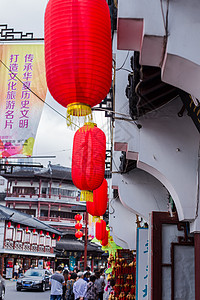 路灯彩平素材华夏标语豫园灯笼喜庆国庆背景