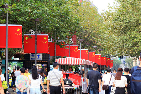 国庆上海南京西路步行街背景