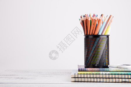 铅笔筒创意学习铅笔本子摆拍背景