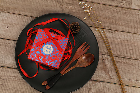 筷子包装中国风结婚喜饼礼盒背景