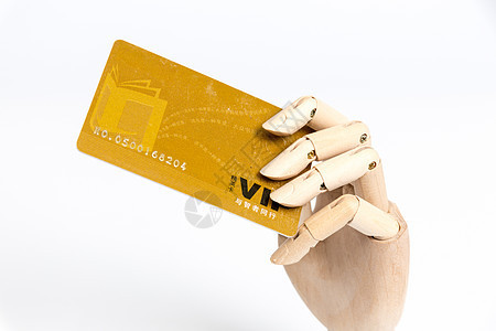 木制手模型刷信用卡图片