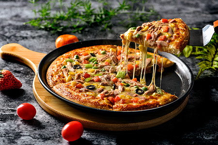 美味蔬菜披萨意大利披萨背景