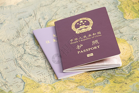 旧牛皮纸护照港澳台通行证摆拍背景